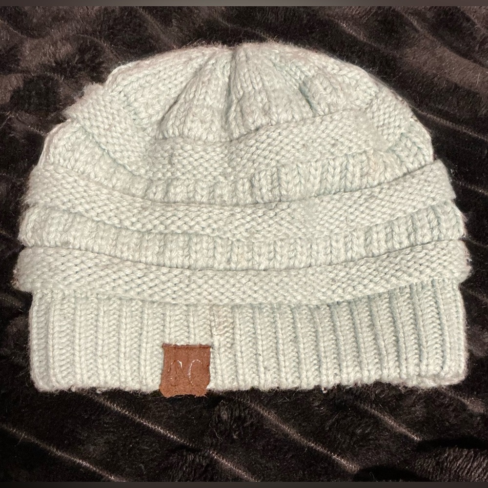 Mint green cc beanie